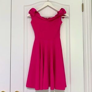 GORGEOUS Zack Petites Hot Pink Bow Shoulder Dress